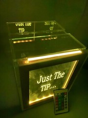 Personalized Tip Box Raffle Fund Raiser Donation Jar Engraved Light Changing LED