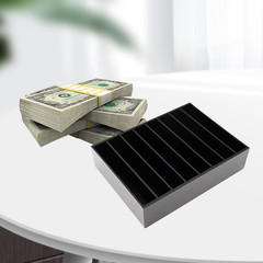 Money Organizer for Cash, 8 Compartment Black Acrylic Money Holder, Cash Tray, C