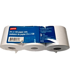 Staples 3 PACK PAPER ROLLS 2 1/4″ x 130′ Calculator Register Adding Machine