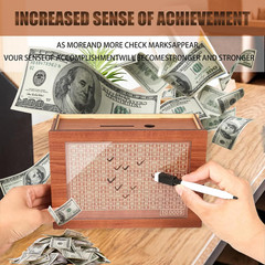 10000 Savings Challenge Box, Money Saving Box, 2025 Upgraded Cash Vault Wooden S