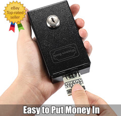 Metal Box for Gambler, Casino Cash Box with Money Slot and 2 Keys, Portable Winn