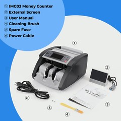 MUNBYN Money Bill Cash Counter Currency Counting Counterfeit Detect Bank Machine