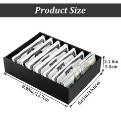 2 Pack Money Organizer for Cash Black Acrylic Money Holder with Removable Div…