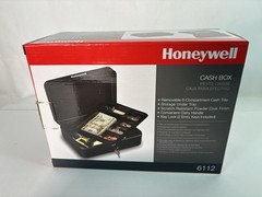 Honeywell 6112 Steel Cash Box 1 Bill & 5 Coin Slots 2 Keys Handle 9.8″ X 7.3″