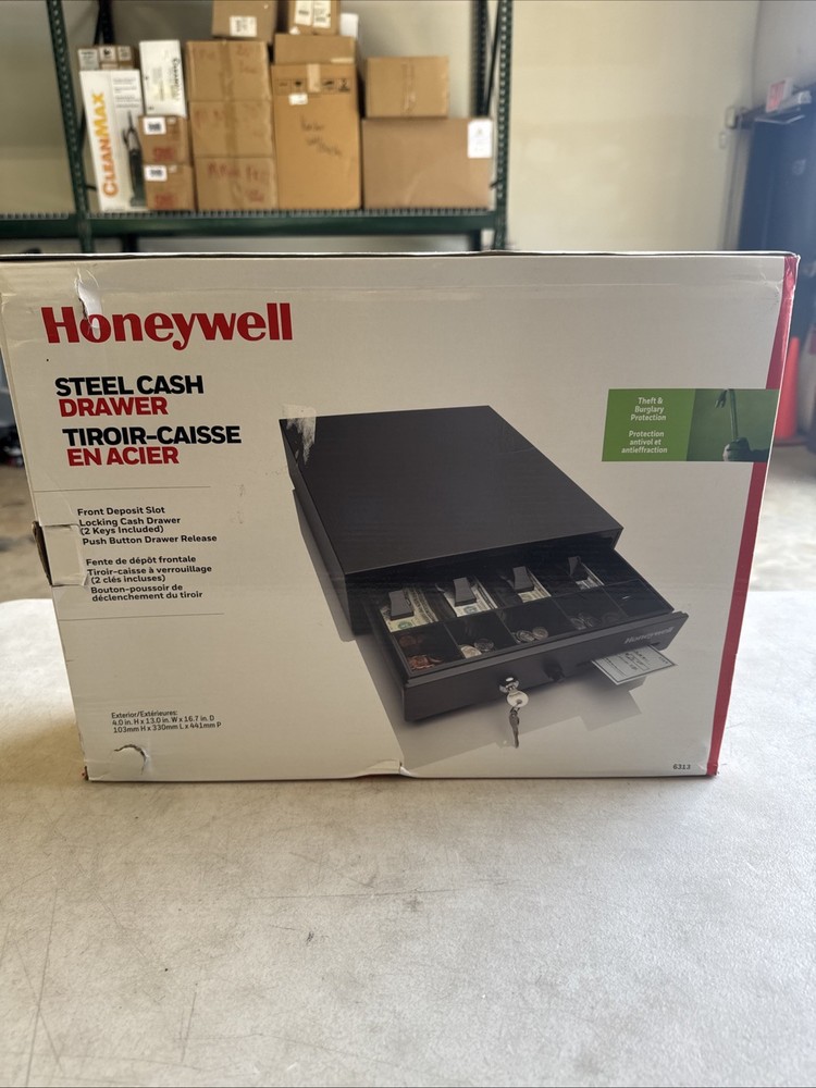 Honeywell Tiered CantiDoor Lever Cash Box 4 Bill 5 Coin Slots Key Lock Steel