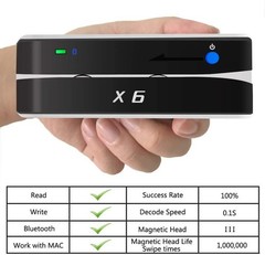 X6 Bluetooth Card Reader Writer USB 3 Tracks Swipe Encoder