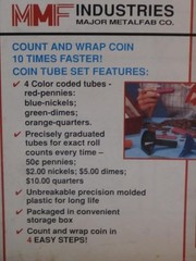 MMF Industries Major MetalFab Co. Four Coin Counting Tubes with Box #224-0004-00
