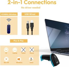 NADAMOO BUR3003 433MHz Wireless Barcode Scanner