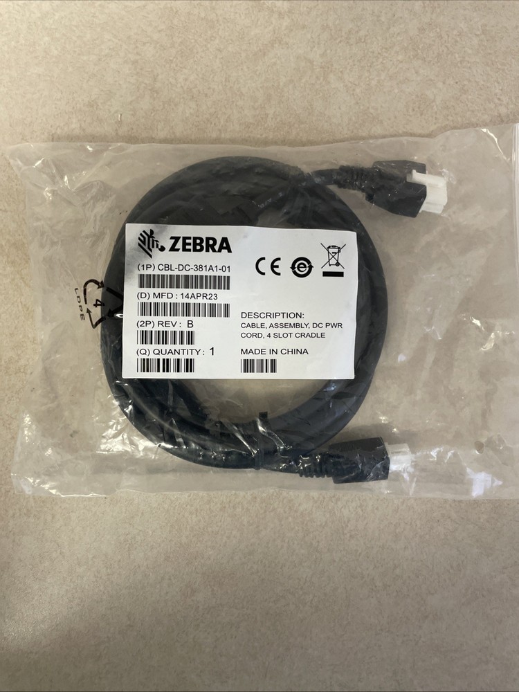Zebra CBL-DC-381A1-01 Cable Assembly DC Power Cord for 4-slot Cradle