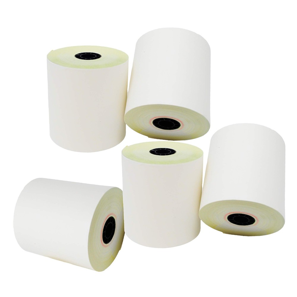 3 Inch x 90 Ft White/Canary 2 Ply Carbonless Kitchen Printer Paper 5 Rolls