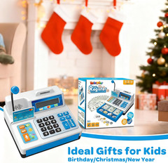 Calculator Cash Register Toy Gift for Kids Age 3, 4, 5, 6, 7, 8+ Year Old, 103 P