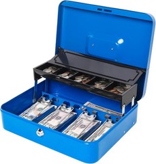 Large Cash Box with Money Tray and Lock – Safe Box for Cash Saving Key Lock Mone