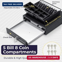 Volcora 16″ Manual Push Open Cash Register Drawer for Point of Sale (POS) System