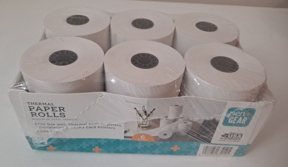 Thermal Paper Rolls 3.125″ x 190′ Paper 6 Rolls Pen Gear New Unopened USA