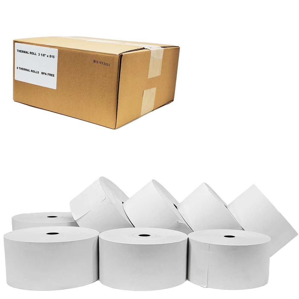 3 1/8″ X 815′ HEAVY WEIGHT THERMAL ATM RECEIPT PAPER BPA FREE- 8 ROLLS/CASE