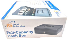 Solid Steel Cash Box With Key Lock And Tiered Tray For Secure Storage