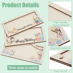 6 PCS Birthday Money Holder Cash Gift Surprise Wooden Card Box DIY Fun Party