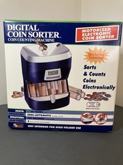 Digital Coin Sorter Counting Machine LCD Motorized w/ Box AC Adapter Tested