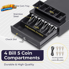 13 Electronic Cash Register Drawer for Point of Sale POS System with 4 Bill 5
