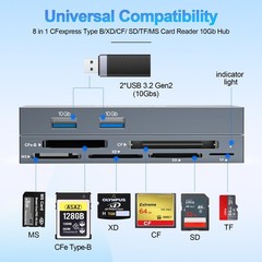 CFexpress Type B Card Reader 8 in 1, 10Gbps Multi CF Express Reader Adapter f…