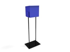 Returned! Blue Metal Ballot Box Donation Box Suggestion Box With Black Stand