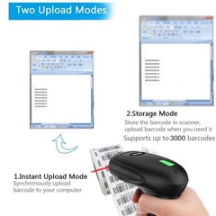USB Wireless Barcode Scanner Stand 2in1 2.4Ghz USB 2.0 Rechargeable 1D