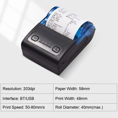 Bisofice Portable Thermal Printer 2 inch USB Receipt Bill Q9Z3