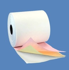 3″ x 65′ 3 ply bond paper. 50 rolls. White/Yellow/Pink