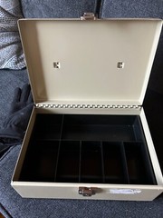 Vintage Industrial Retro Art Steel Co. Steelmaster Cash Lock Box (no key) Closes