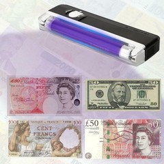 Portable Handheld UV Light Torch Blacklight Counterfeit Bill Money Detector 2in1