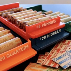 Rolled Coin Storage Organizer 5 Tray Set with Ridges for Loose Coins | Dollar, Q
