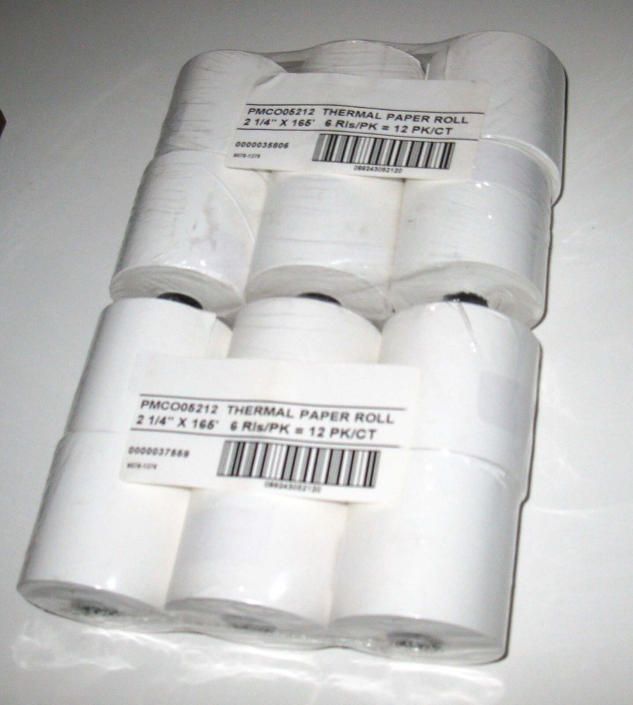 NEW SEALED Lot of 12 Rolls PM Company Thermal Paper Roll 2 1/4″ x 165′ 05212