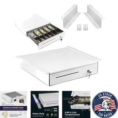 Durable 16″ Cash Drawer – 5 Bill & 6 Coin Slots with Key-Lock for Security