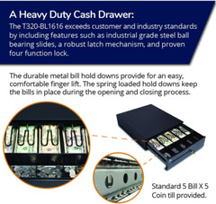 APG Heavy-Duty 16″ Point of Sale Cash Drawer | Series 100 T320-BL1616 | Multipro