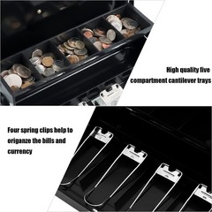 KYODOLED Cash Box with Money Tray, Key Lock Money Safe with Security Cable an…