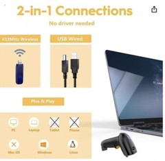 NADAMOO BUR3003 433MHz Wireless Barcode Scanner