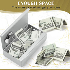 1 Pack Metal Box for Gamblers Pocket Sized Winner Bank Casino Cash Box with 2 Ke