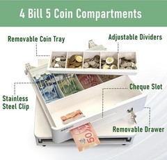 ASSUR 13″ White POS Cash Register Drawer 4 Bill 5 Coin Canadian Tray