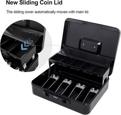 Compact Cash Box with Secure Sliding Lid and Anti-Theft Lock – 392 Cubic Inches