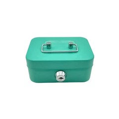 Small Cash Box with Money Tray and Lock, Metal Cash Lock Box with Key