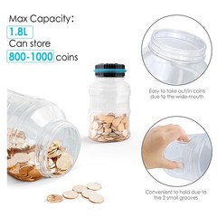 Digital Coin Counting Bank with LCD, 1.8L Capacity for All US Coins (Blue)