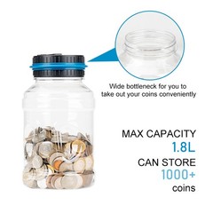 Electronic Digital LCD Coin Counter Counting Jar Money Saving Piggy Bank 1.8L OY
