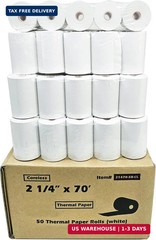 (50 Rolls Coreless) vx520 Special 2 1/4 x 70 thermal paper (2.25 inches x 70ft)