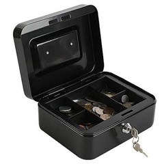 xydled Locking Steel Medium Cash Box with Removable Coin Tray and Key
