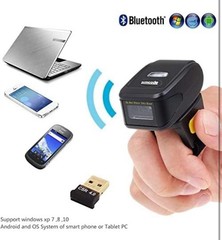 Bluetooth Ring 1D 2D QR Barcode Scanner, Wearable Wireless Finger Mini Bar Code