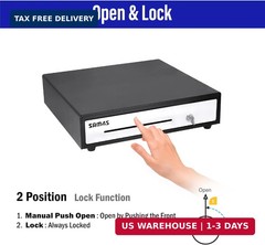 SAM4s 16″ Heavy Duty Black Manual Push Open Cash Drawer with 5Bill/5Coin Stainle