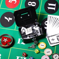 Metal Box for Gambler with 2 Keys Portable Safe Casino Pocket Sized Casino Ca.
