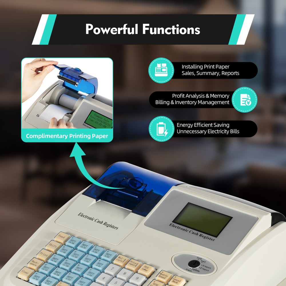 NEW Electronic Cash Register 48 Keys Cash Management System with Thermal Printer