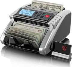 Máquina contadora de dinero con contador de valor, dólar