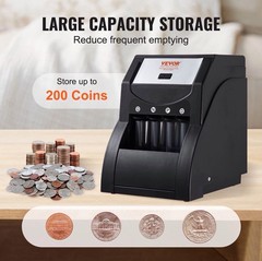 VEVOR USD Coin Sorter Coin Wrapper and Roller 230 Coins/min 4 Coin Tubes